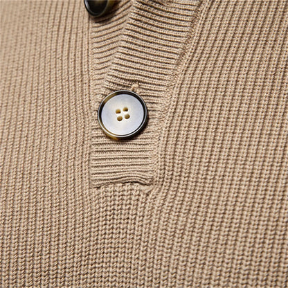 Men's Sweater Gray Cotton Button Design 7