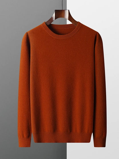 Men's Sweater Solid Color 100% Merino Wool Round Neck Pullover 0