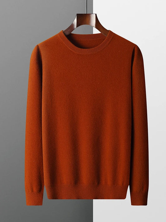 Men's Sweater Solid Color 100% Merino Wool Round Neck Pullover 0