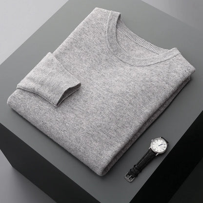 Men's Sweater Solid Color 100% Merino Wool Round Neck Pullover 14