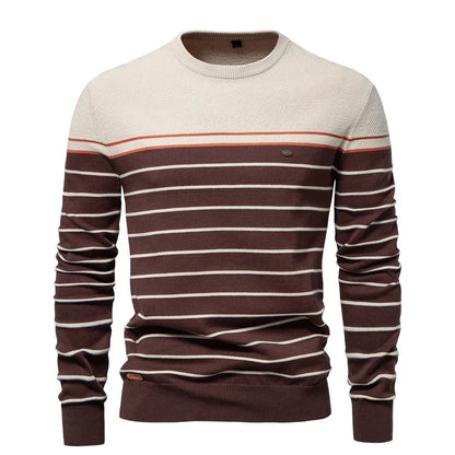 Men's Sweater Striped Design Blue Cotton 4