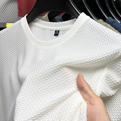 Men's T-Shirt White Bamboo Mesh
