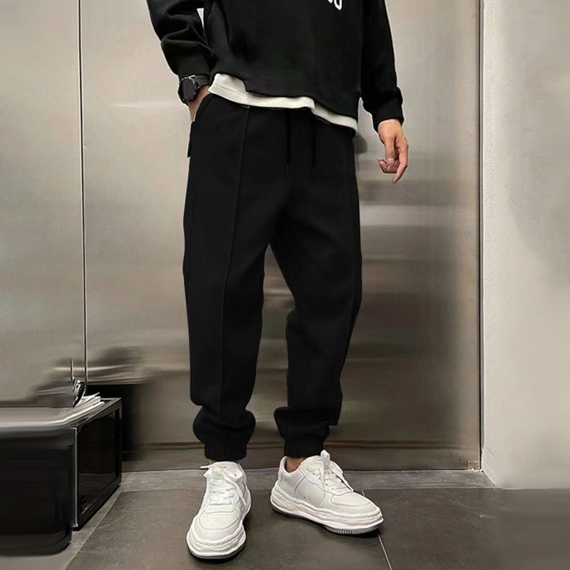 Men's Track Pants Black Durable Fabric 4