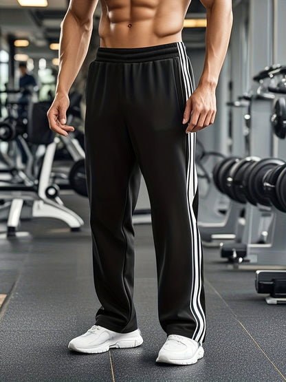 Men's Track Trousers Black Polyester Elastic Waistband 1