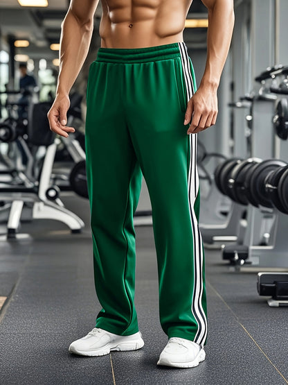 Men's Track Trousers Black Polyester Elastic Waistband 2