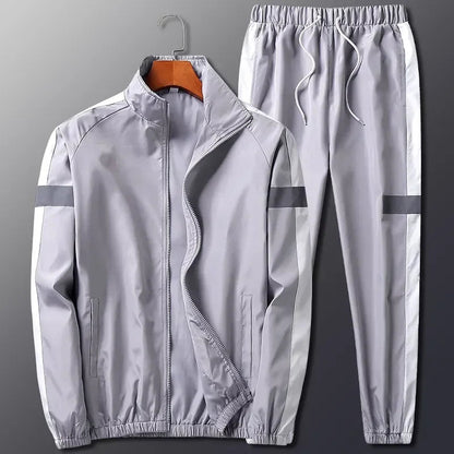 Men's Tracksuit Black Polyester Full-Zip Jacket and Jogger Pants 1