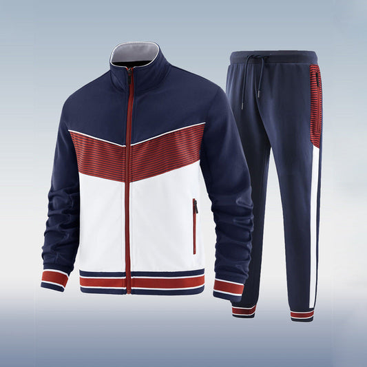 Men's Tracksuit Set Black Polyester Athletic Slim Fit 0