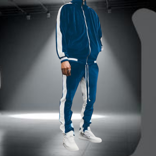 Men's Tracksuit Set Black Velvet Athletic Wear 0