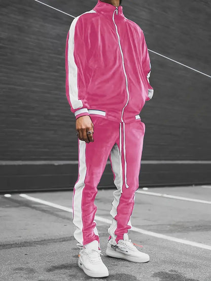 Men's Tracksuit Set Black Velvet Athletic Wear 1