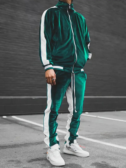 Men's Tracksuit Set Black Velvet Athletic Wear 2