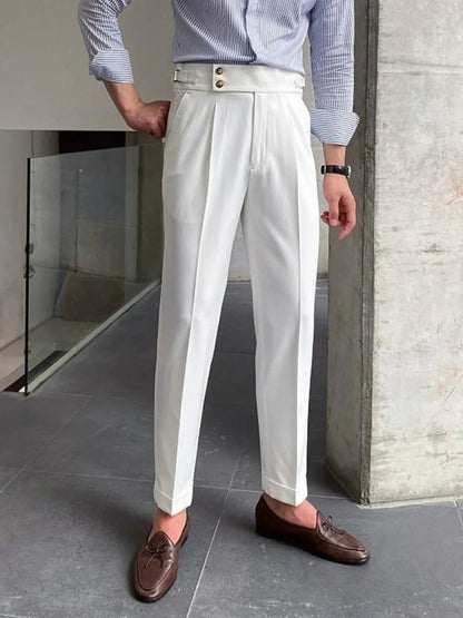 Men's Trousers Beige Cotton Vintage Style