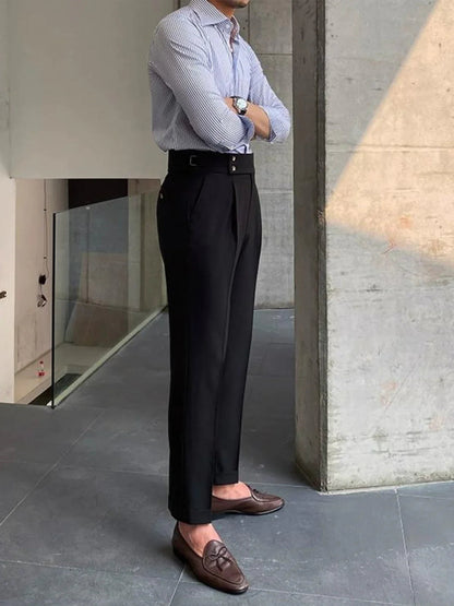 Men's Trousers Beige Cotton Vintage Style