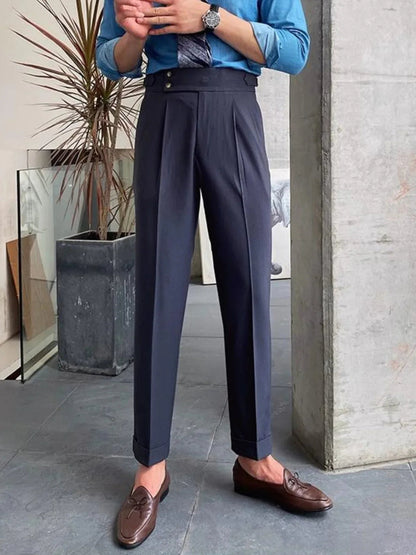 Men's Trousers Beige Cotton Vintage Style