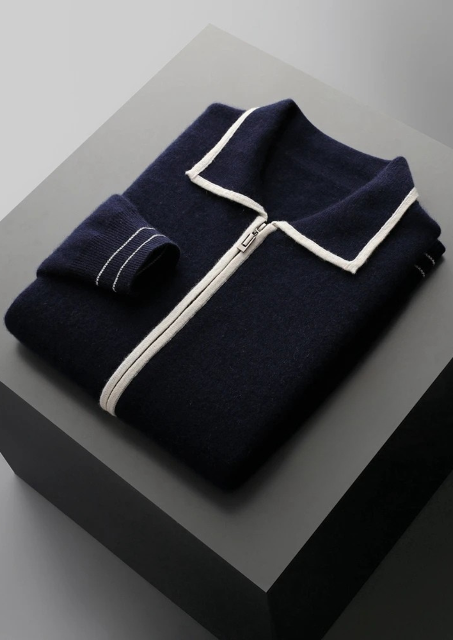 Men's Two-Tone Cardigan Extra-Fine Merino Wool 0