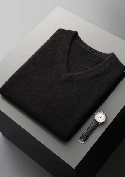 Men's V-Neck Vest Grey Extra-Fine Merino Wool 10