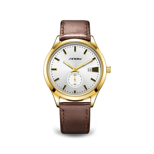 Men's Watch Black Leather Minimalist Quartz