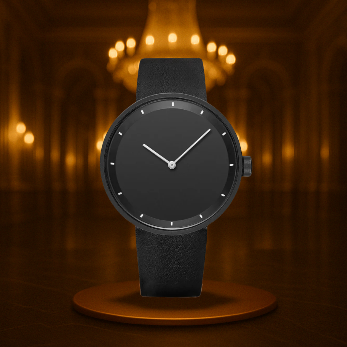 Men's Watch Black Minimalist Quartz 40mm