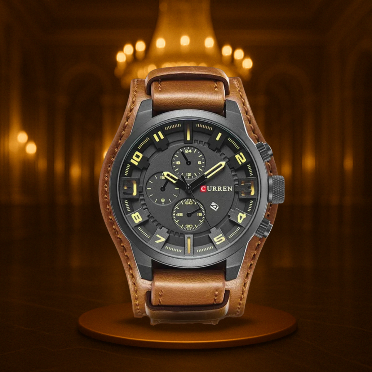 Men's Watch Black Quartz Military Sports 46mm