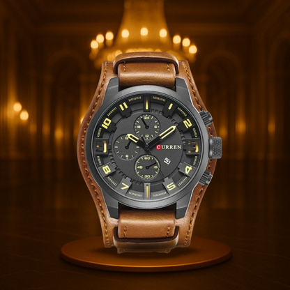 Men's Watch Black Quartz Military Sports 46mm