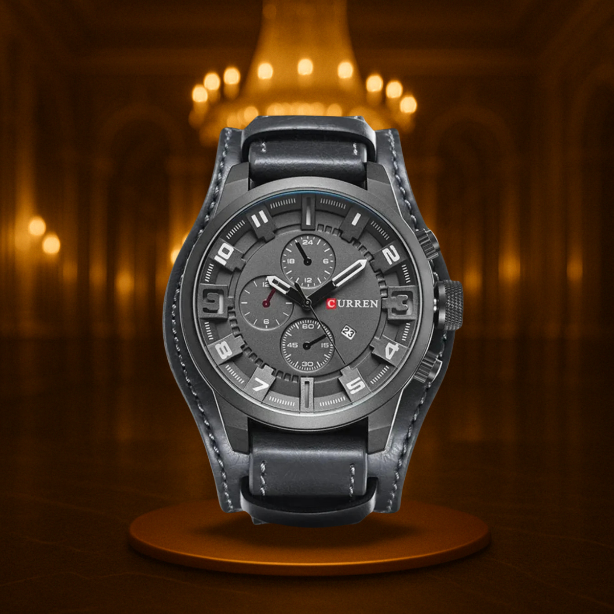 Men's Watch Black Quartz Military Sports 46mm