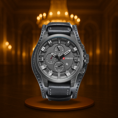 Men's Watch Black Quartz Military Sports 46mm