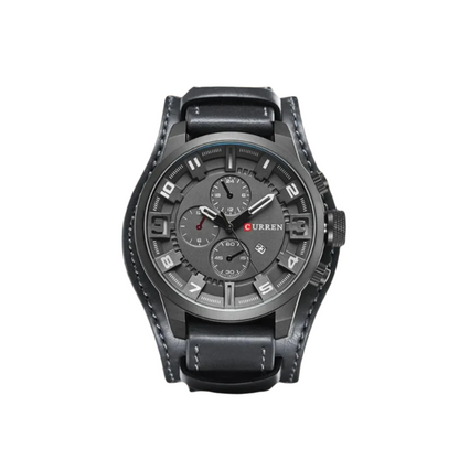 Men's Watch Black Quartz Military Sports 46mm
