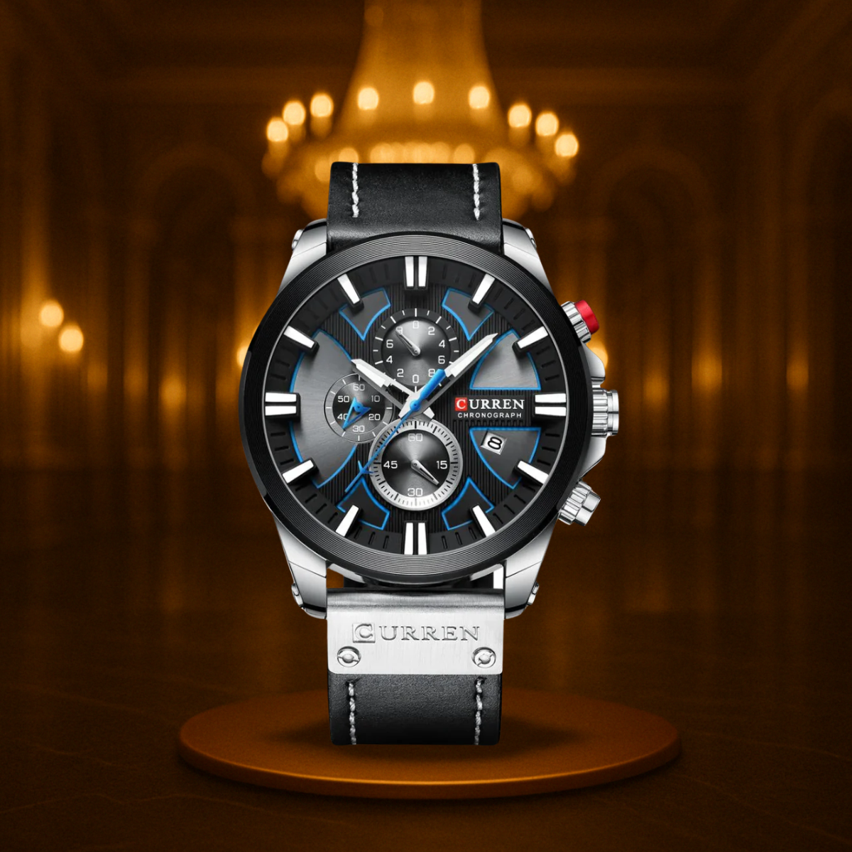 Men's Watch Black Stainless Steel 49mm Quartz