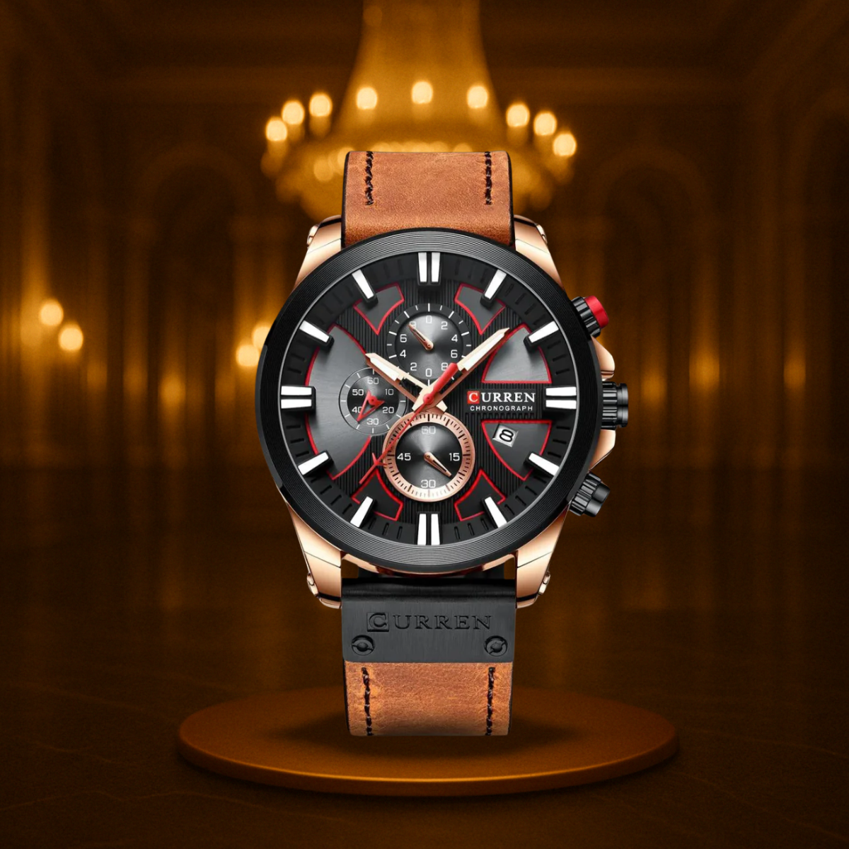 Men's Watch Black Stainless Steel 49mm Quartz