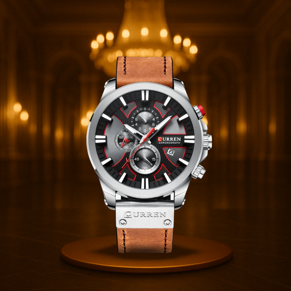 Men's Watch Black Stainless Steel 49mm Quartz