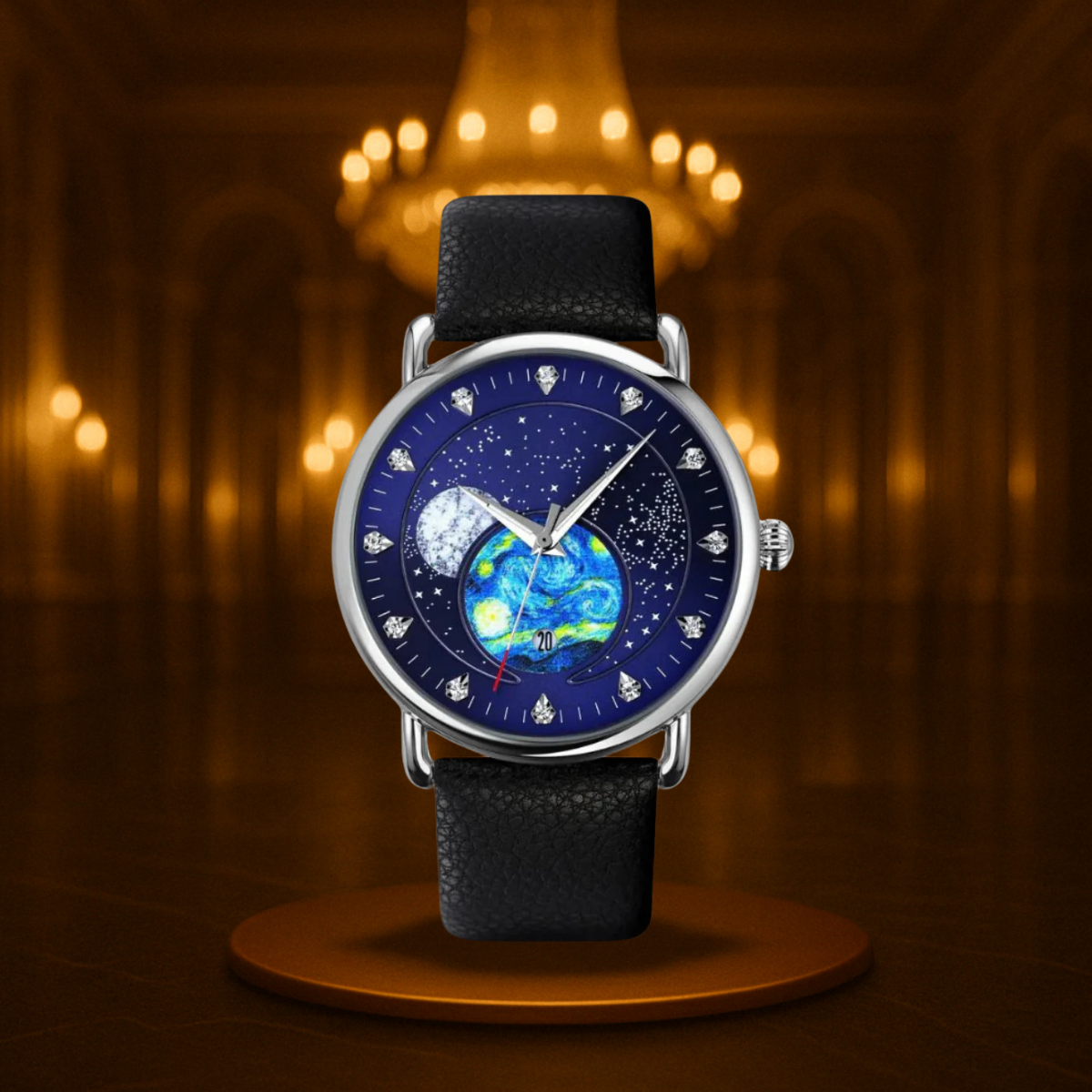 Men's Watch Black Stainless Steel Mechanical with Calendar Display