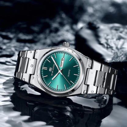 Men's Watch Blue Gold Stainless Steel Luxury Quartz 40mm