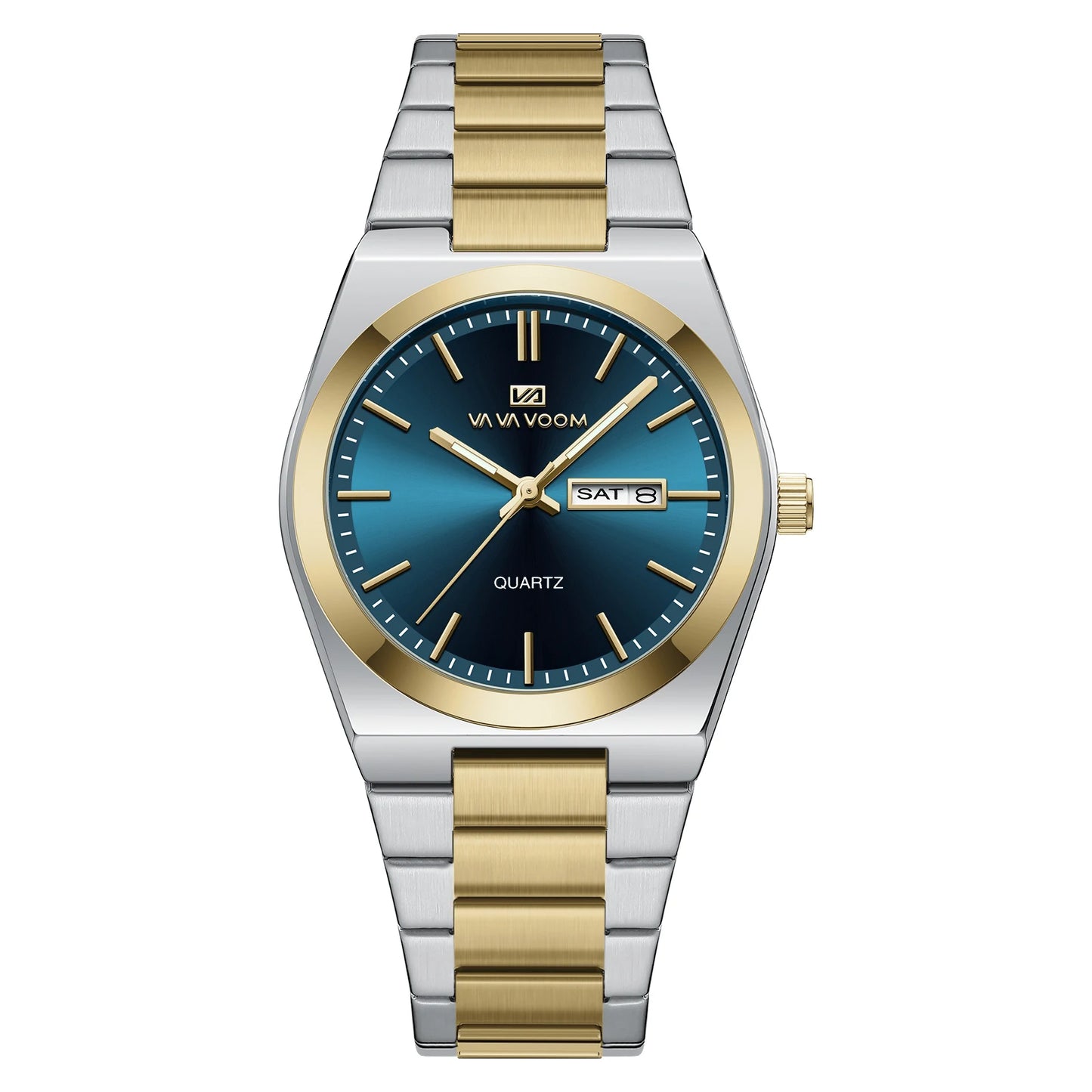 Men's Watch Blue Gold Stainless Steel Luxury Quartz 40mm