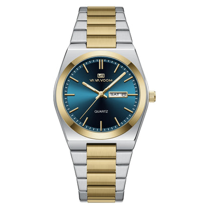 Men's Watch Blue Gold Stainless Steel Luxury Quartz 40mm