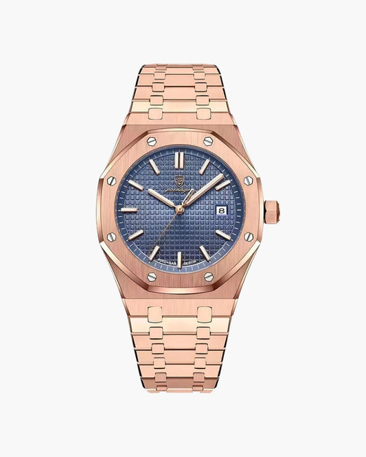 Men's Watch Blue Rose Gold Stainless Steel