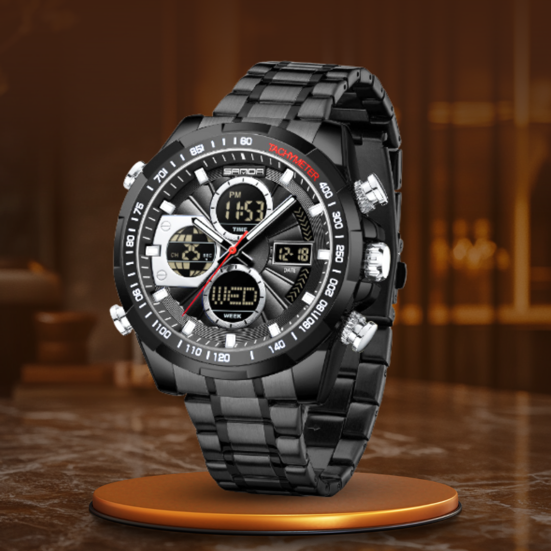 Men's Watch Green Leather Water Resistant Military Sports Design 5