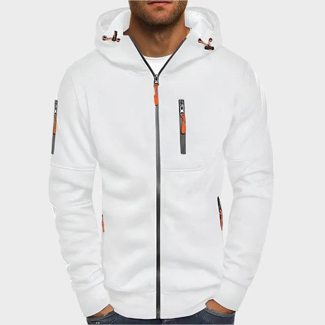 Men's Zip-Up Hoodie Grey Breathable Fabric 4
