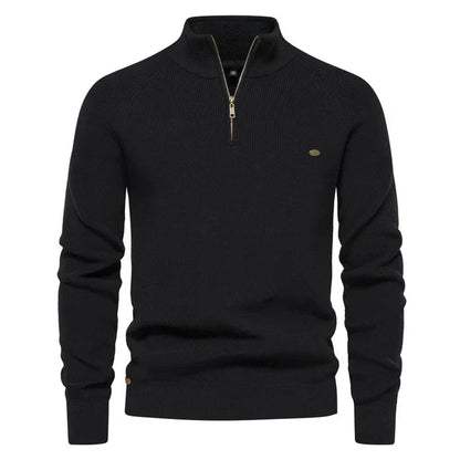 Men's Zip-Up Sweater Blue Knit 6
