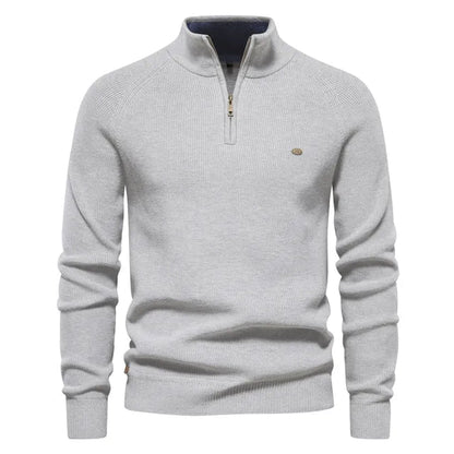 Men's Zip-Up Sweater Blue Knit 8