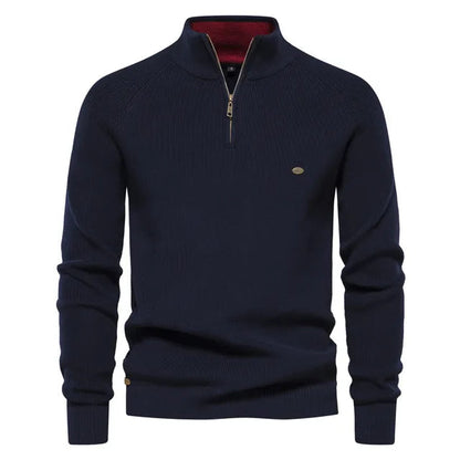 Men's Zip-Up Sweater Blue Knit 9