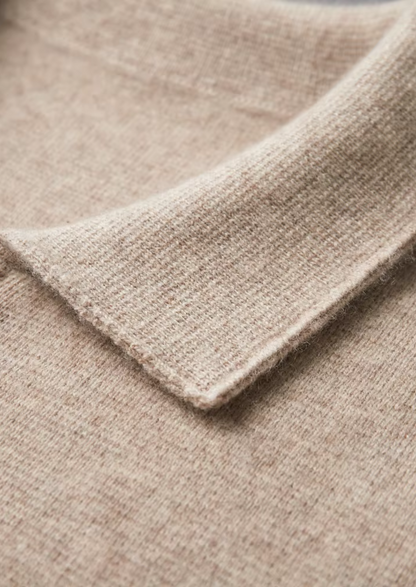 Men's Zip Polo Cardigan Grey Extra-Fine Merino Wool 7