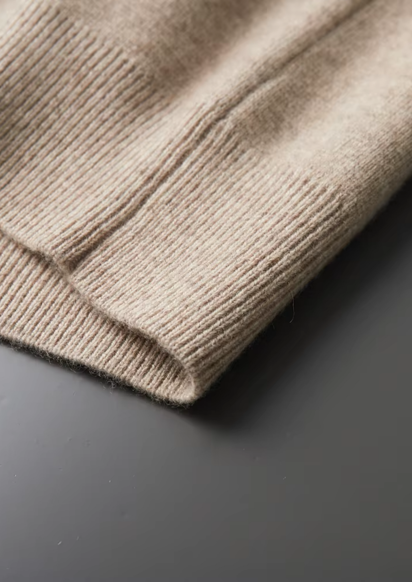 Men's Zip Polo Cardigan Grey Extra-Fine Merino Wool 8