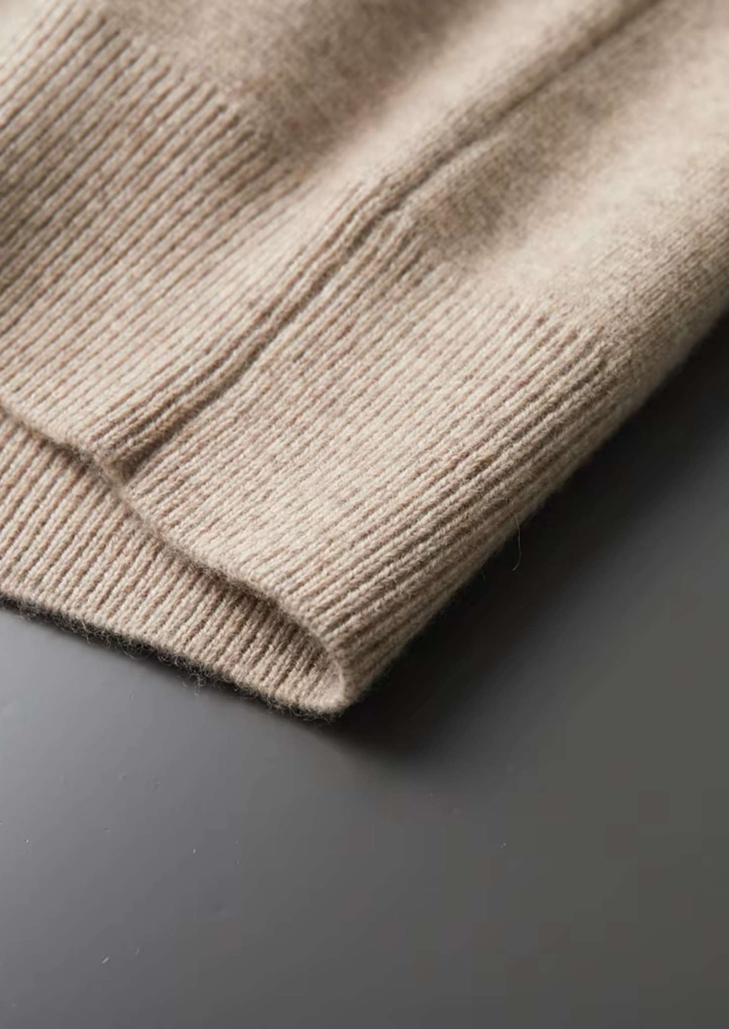 Men's Zip Polo Cardigan Grey Extra-Fine Merino Wool 8