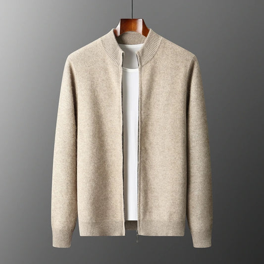 Men's Zip Up Cardigan Grey 100% Merino Wool 0