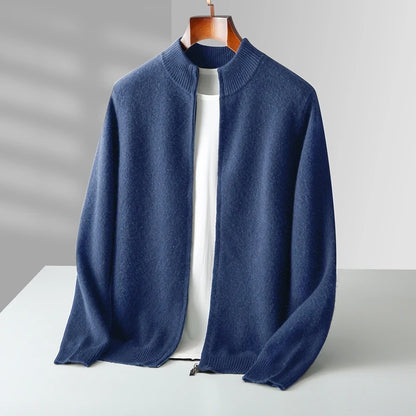 Men's Zip Up Cardigan Grey 100% Merino Wool 2