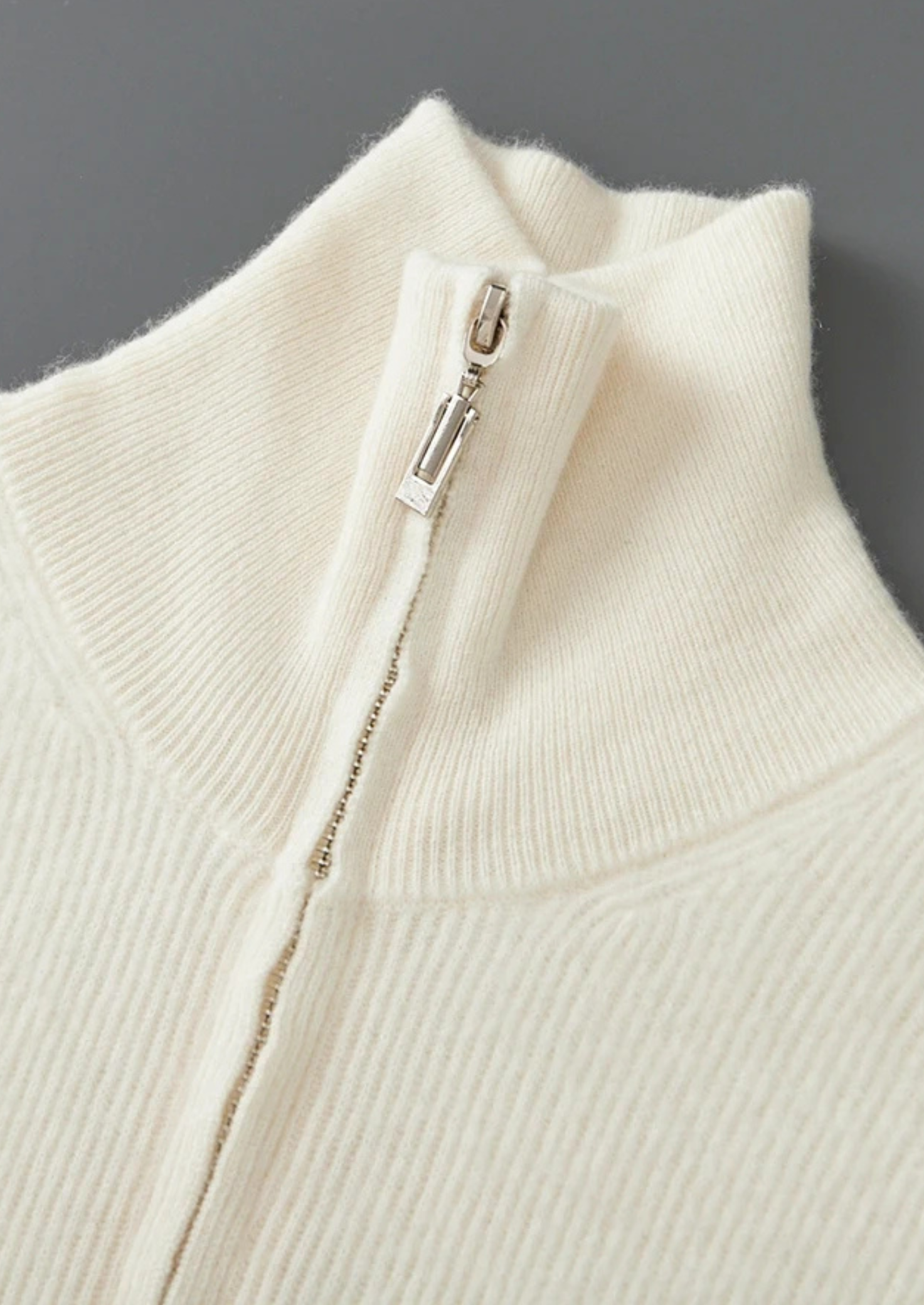 Men's Zip Up Cardigan Grey Extra-Fine Merino Wool 3