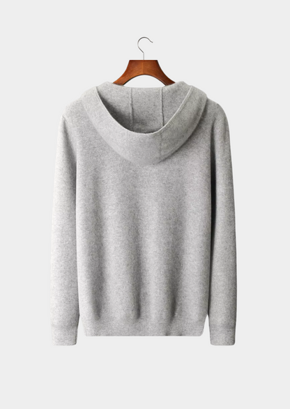 Men's Zipper Hoodie Grey Extra-Fine Merino Wool 2
