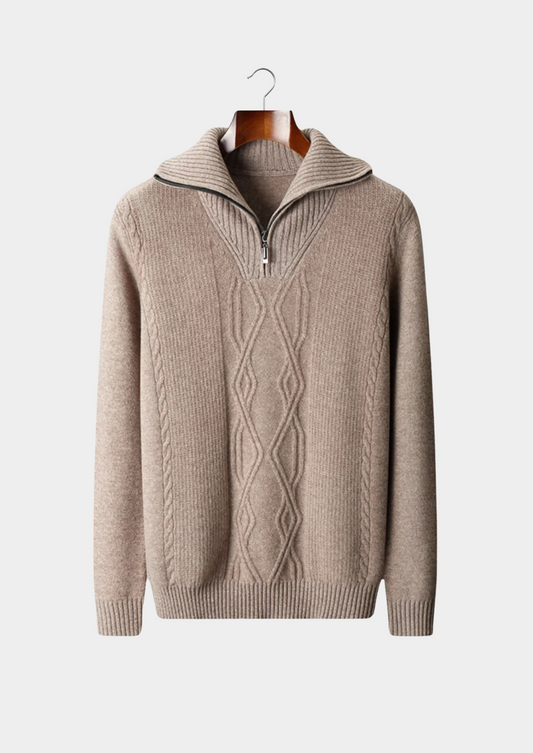 Merino Wool Half Zip Sweater Grey Extra-Fine
