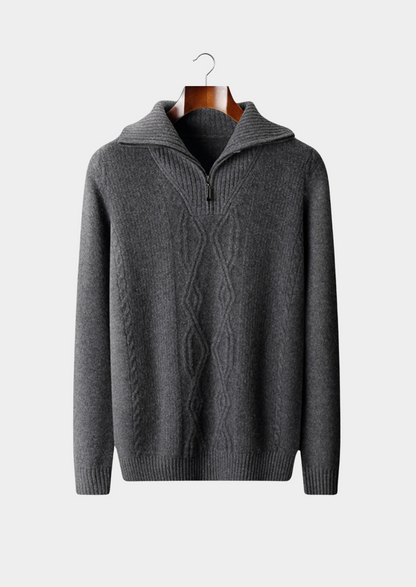 Merino Wool Half Zip Sweater Grey Extra-Fine