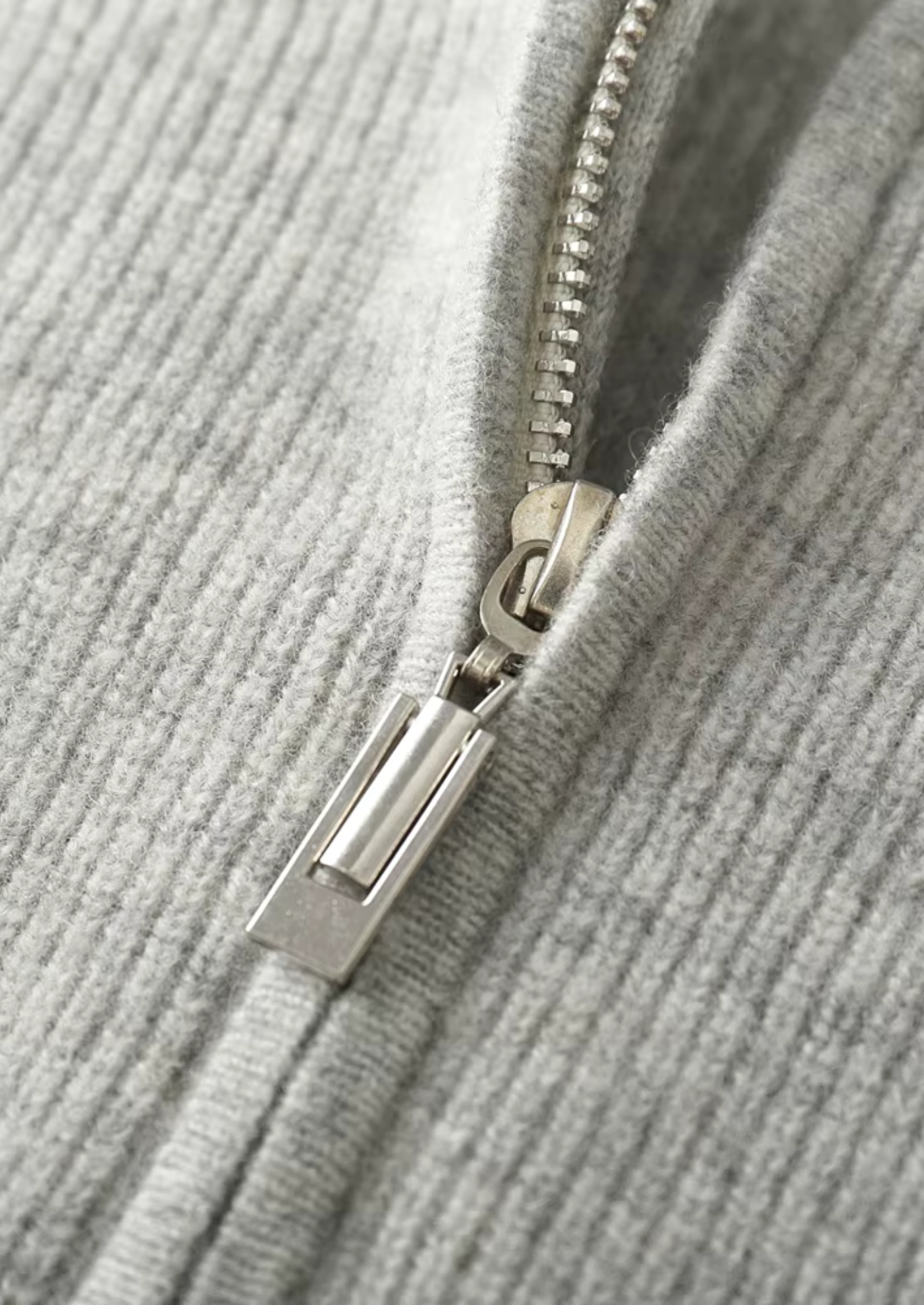 Merino Wool Ribbed Zip Hoodie Gray 100% Merino Wool 3
