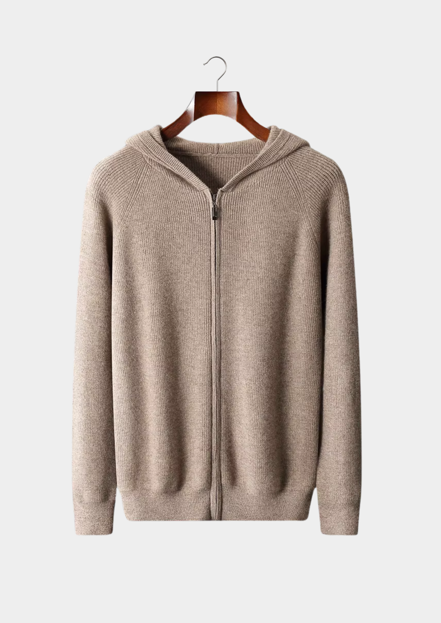 Merino Wool Ribbed Zip Hoodie Gray 100% Merino Wool 7